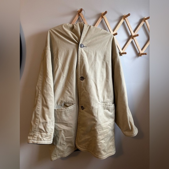 Vintage Woolrich Wool Jacket Womens Size Large Beige Hooded - Picture 1 of 4